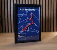Altenberg bobsleigh track art showing the distinctive layout of the German sliding track.