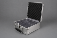 Open aluminium personal item flight case showing the spacious interior and protective foam lining