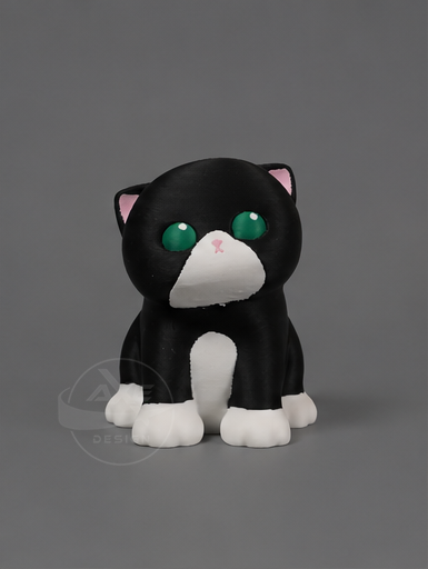 Black and white cat bread collectible with interchangeable bread accessory.
