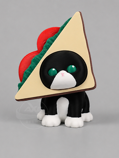 Black and white cat bread collectible displayed with the sandwich accessory.