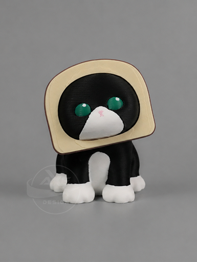 Black and white cat bread collectible displayed with the toast accessory.