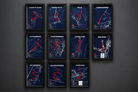 Full set of bobsleigh track displays featuring famous sliding tracks from around the world.