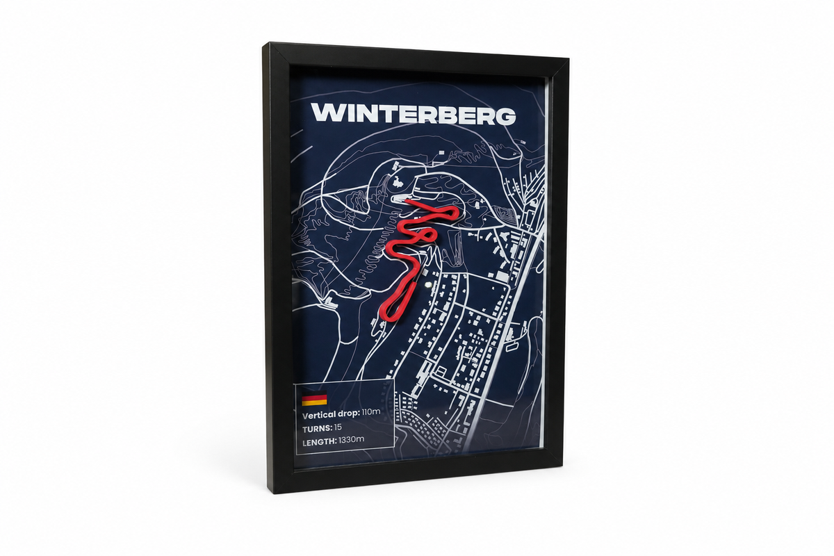 Bobsleigh track art showing the shape and layout of an iconic sliding track.