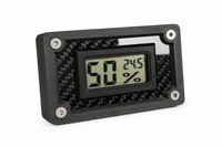 Carbon fibre thermometer and hygrometer mount with a real carbon fibre face plate and 3D printed enclosure.