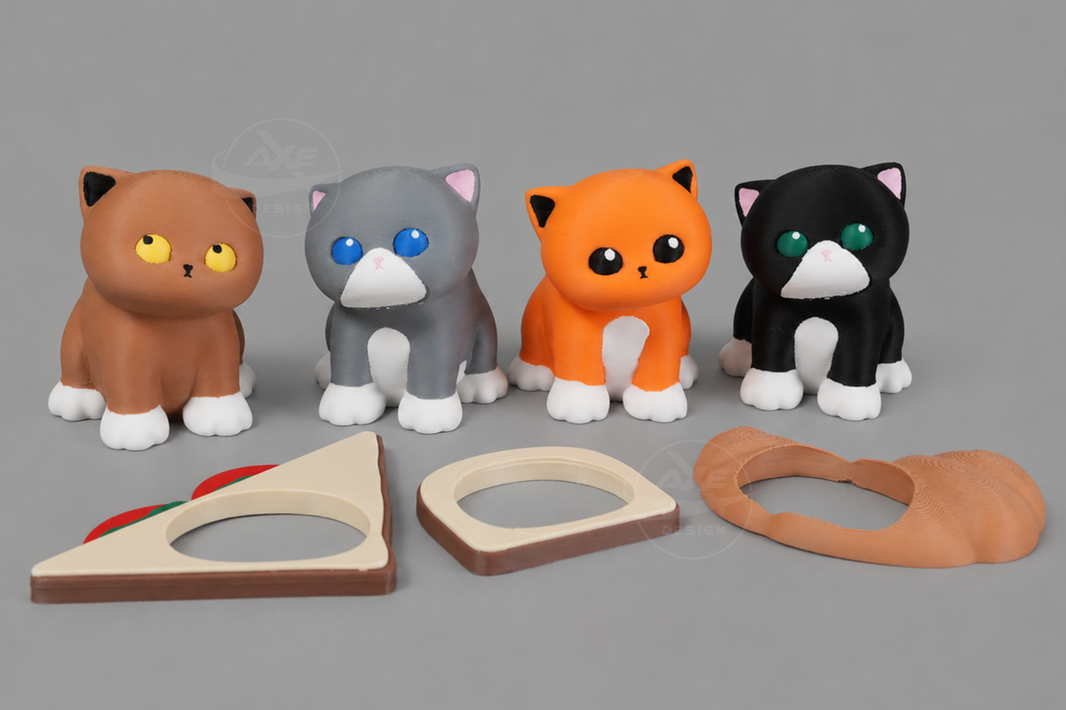 Assorted cat bread collectibles featuring different cat designs and bread styles.