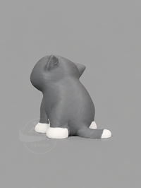 Rear view of the grey cat bread collectible.