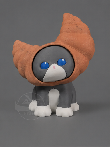 Grey cat bread collectible displayed with the croissant accessory.