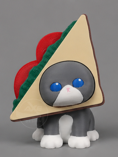 Grey cat bread collectible displayed with the sandwich accessory.