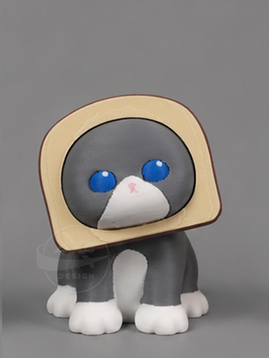 Grey cat bread collectible displayed with the toast accessory.