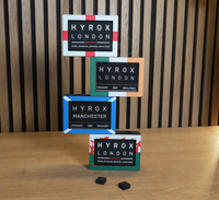 Four connected HYROX patch displays demonstrating a stackable display layout.