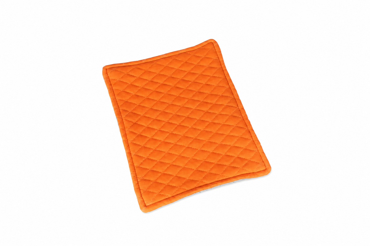 Papaya quilted valuables cloth designed to protect watches, jewellery and everyday essentials.