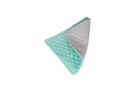 Folded teal quilted valuables cloth showing the soft padded material.