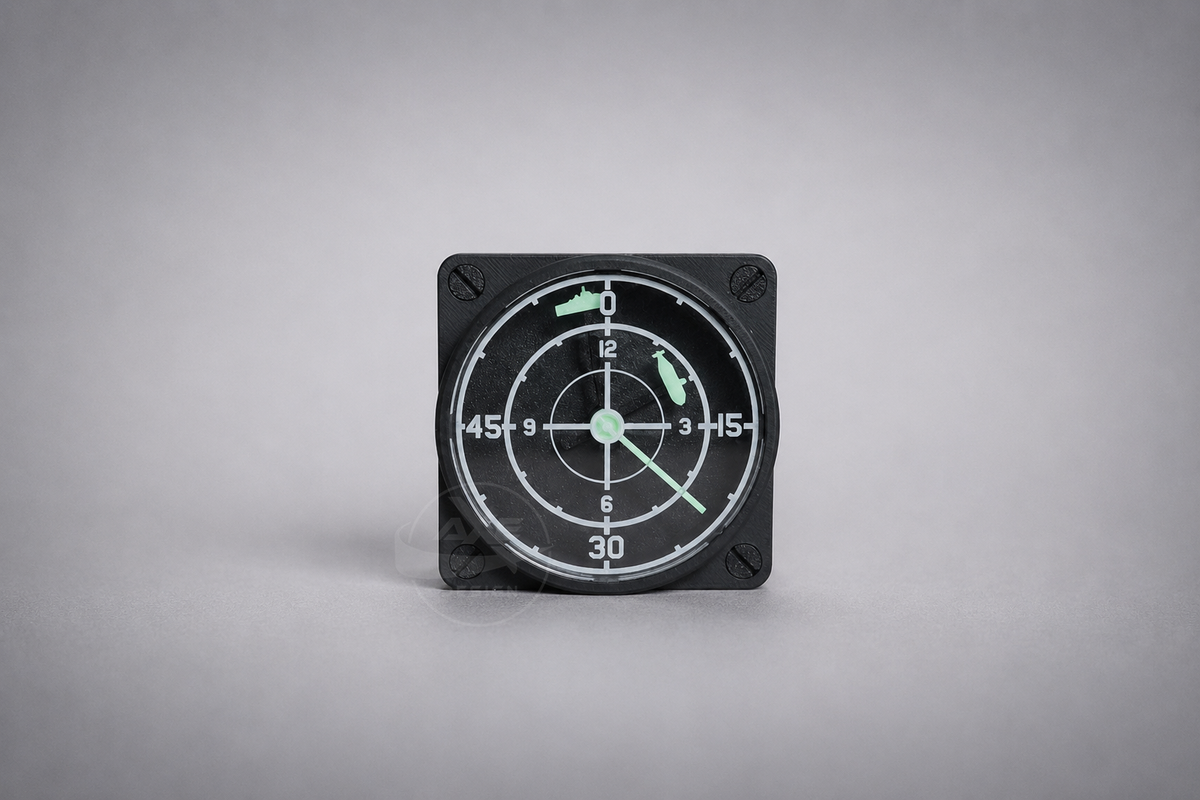 Radar wall clock with a clear acrylic face and maritime tracking theme.