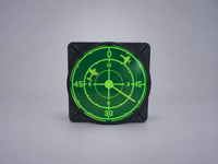 Radar wall clock with a green display and Worl War 2 aircraft tracking theme.