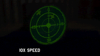 Animated green radar wall clock showing sweeping radar motion and moving aircraft markers.