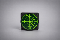 Radar wall clock with a green display and animated boat tracking design.