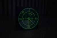 Green radar wall clock showcasing the glow-in-the-dark radar sweep effect.