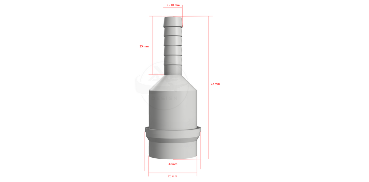 Dimensions of tumble dryer waste pipe adapter